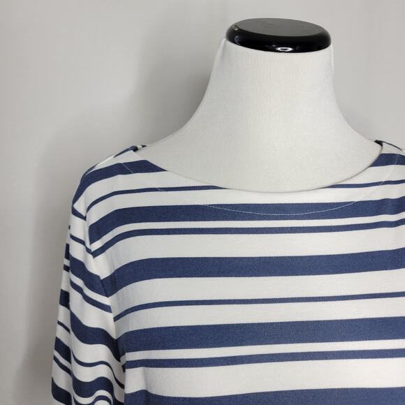 Style & Co Printed Boat-Neck Elbow Sleeve Dress Blue Stripe NWT Size Large - Picture 4 of 9